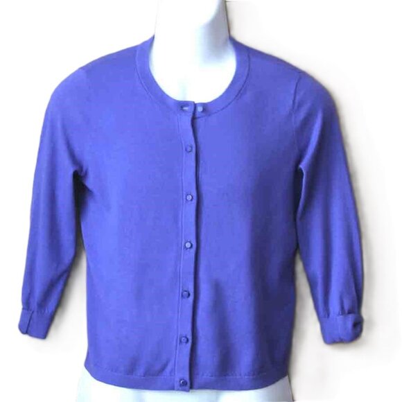 Kate Spade Cardigan Sweater Periwinkle Blue Cotton Blend Women's Size Small - Picture 1 of 3